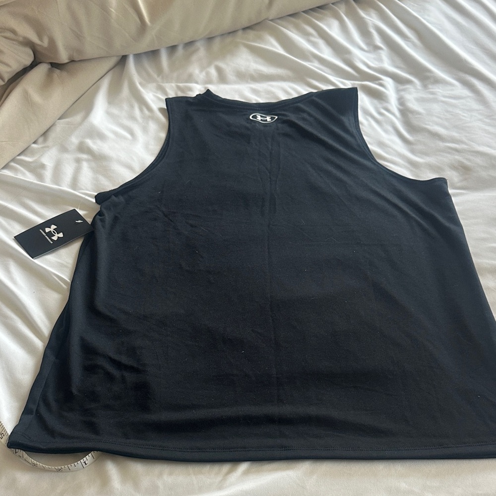Under Armour Black Muscle Tank with White Logo - Picture 4 of 4